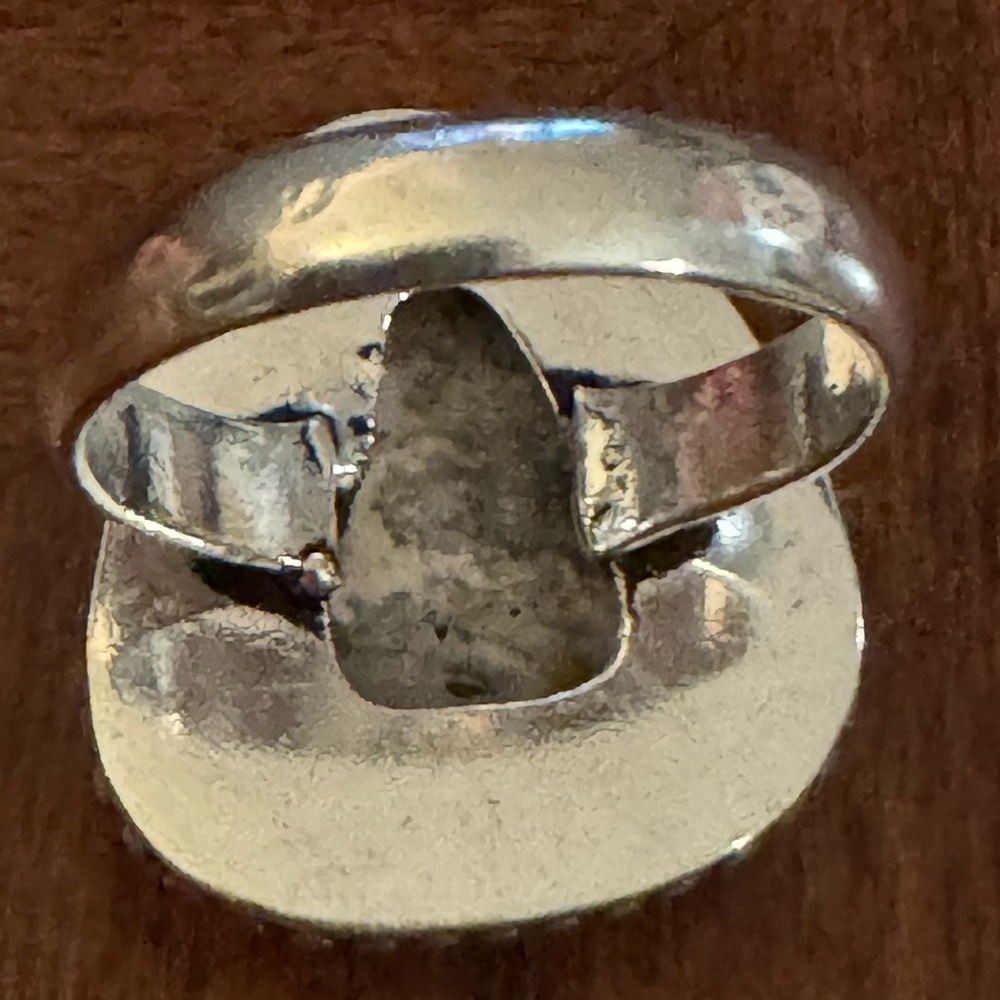 Rhodochrosite Gemstone Handcrafted India, Ethnic Pink, Silver plated Ring Size 8 - Picture 7 of 8